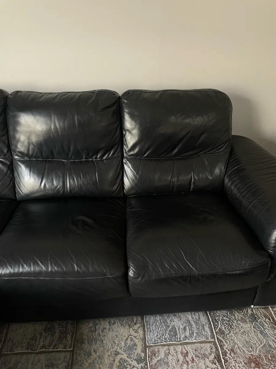 Black Leather L Couch with Storage - Image 3