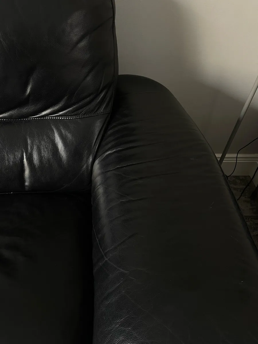 Black Leather L Couch with Storage - Image 4