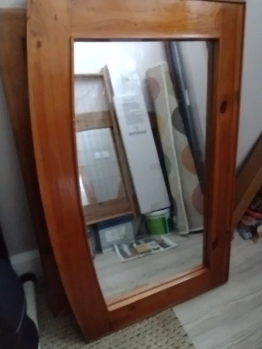 105cm Large heavy solid wood mantle mirror - Image 3