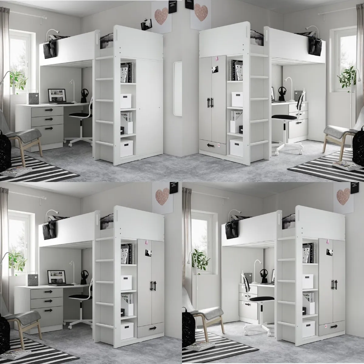 IKEA loft bed with wardrobe, desk & drawers - Image 4