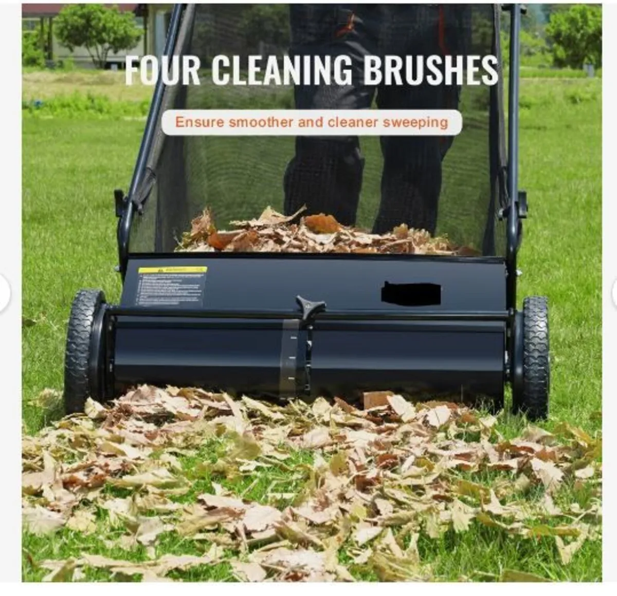 Push Lawn Sweeper, 26-inch Leaf & Grass Collector - Image 2