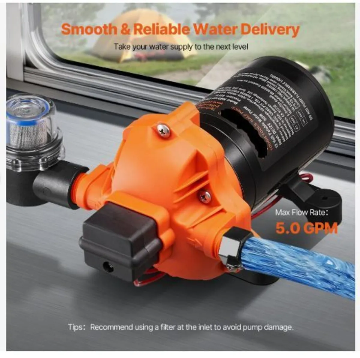 12V Diaphragm Pump, 5 GPM - Image 4