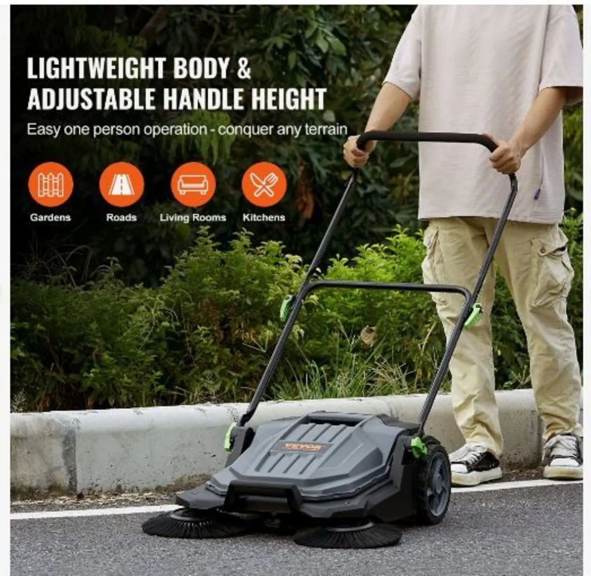 Walk-behind Hand Push Floor Sweeper, 65 cm - Image 2