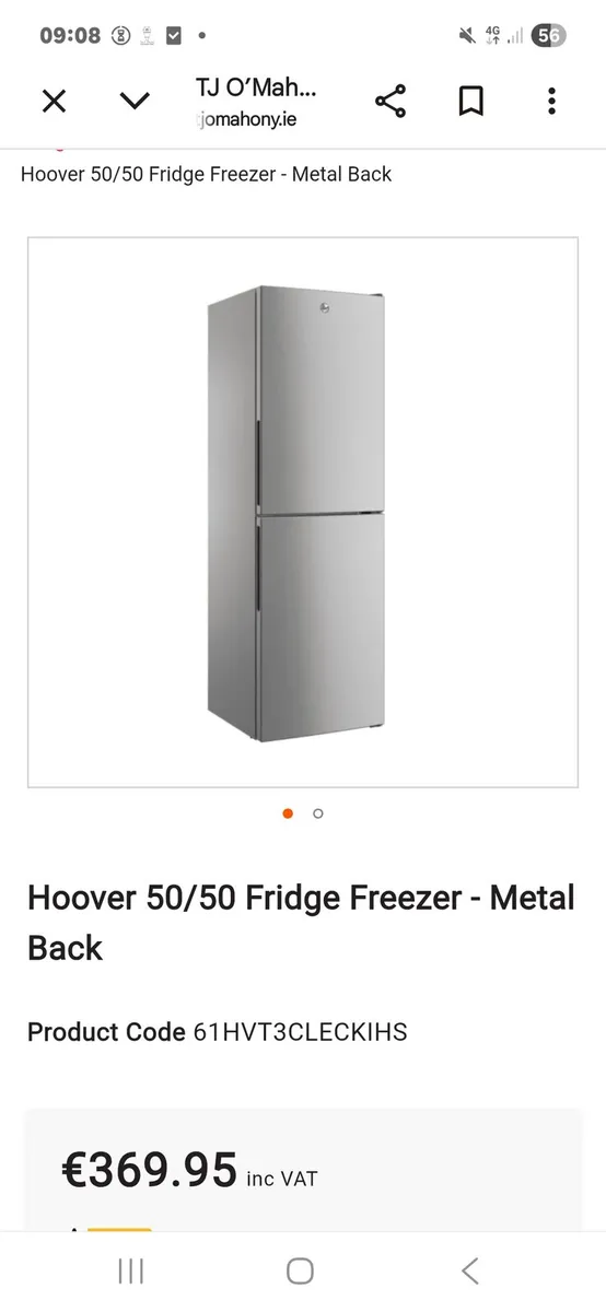 New Hoover Fridge Freezer  purchase date attached - Image 1