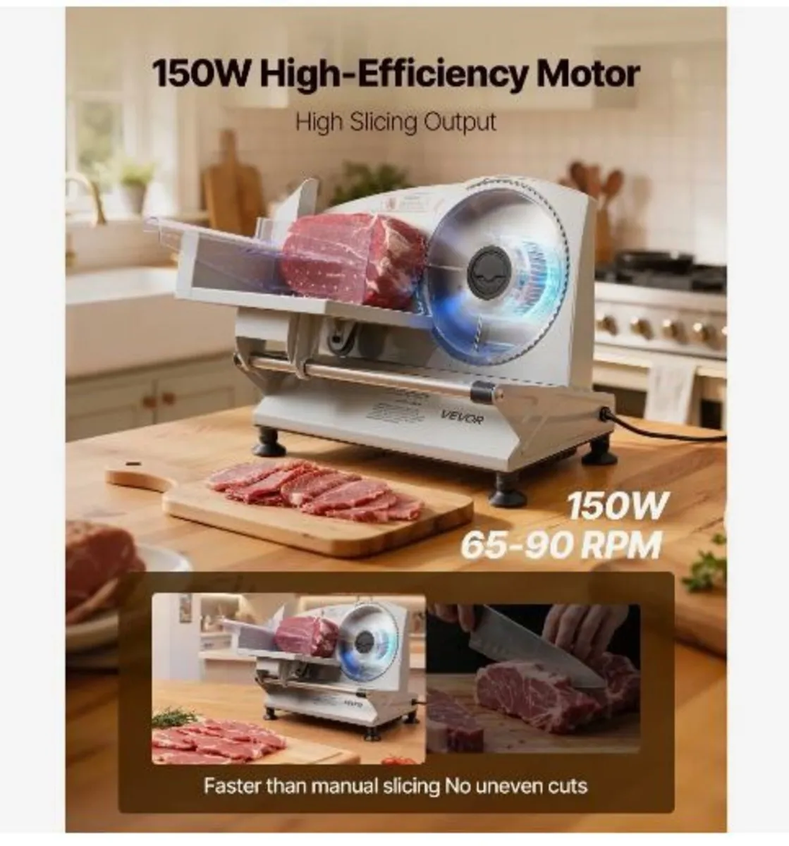 Meat Slicer, 150W Electric Deli Slicer Machine - Image 3
