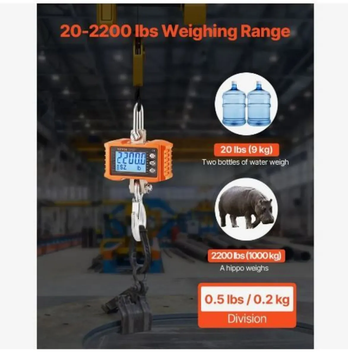 Digital Crane Scale, 2200 lbs/1000 kg - Image 2