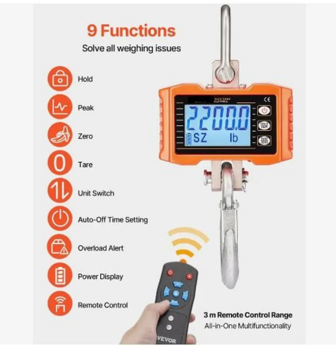 Digital Crane Scale, 2200 lbs/1000 kg - Image 4