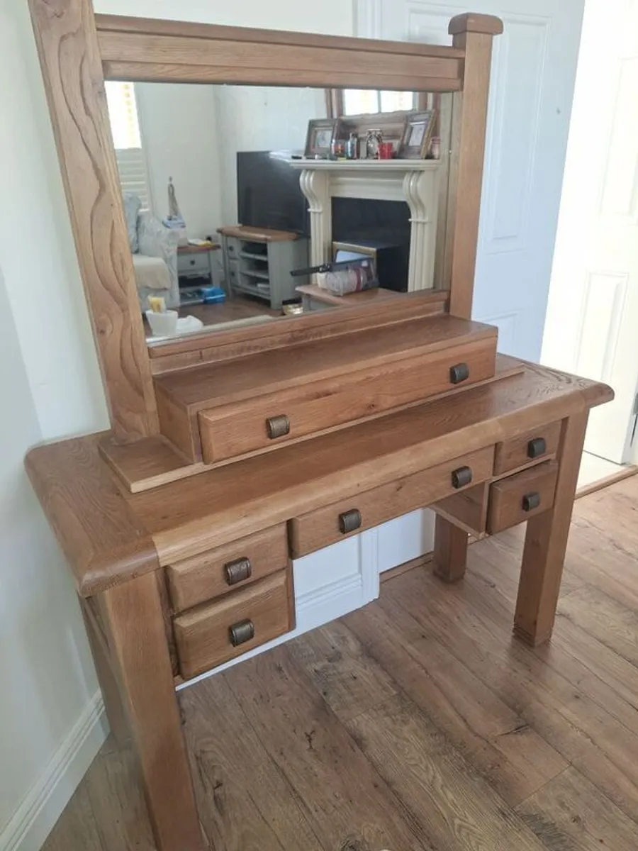 oak dressing table with detachable mirror (danube) - Image 1