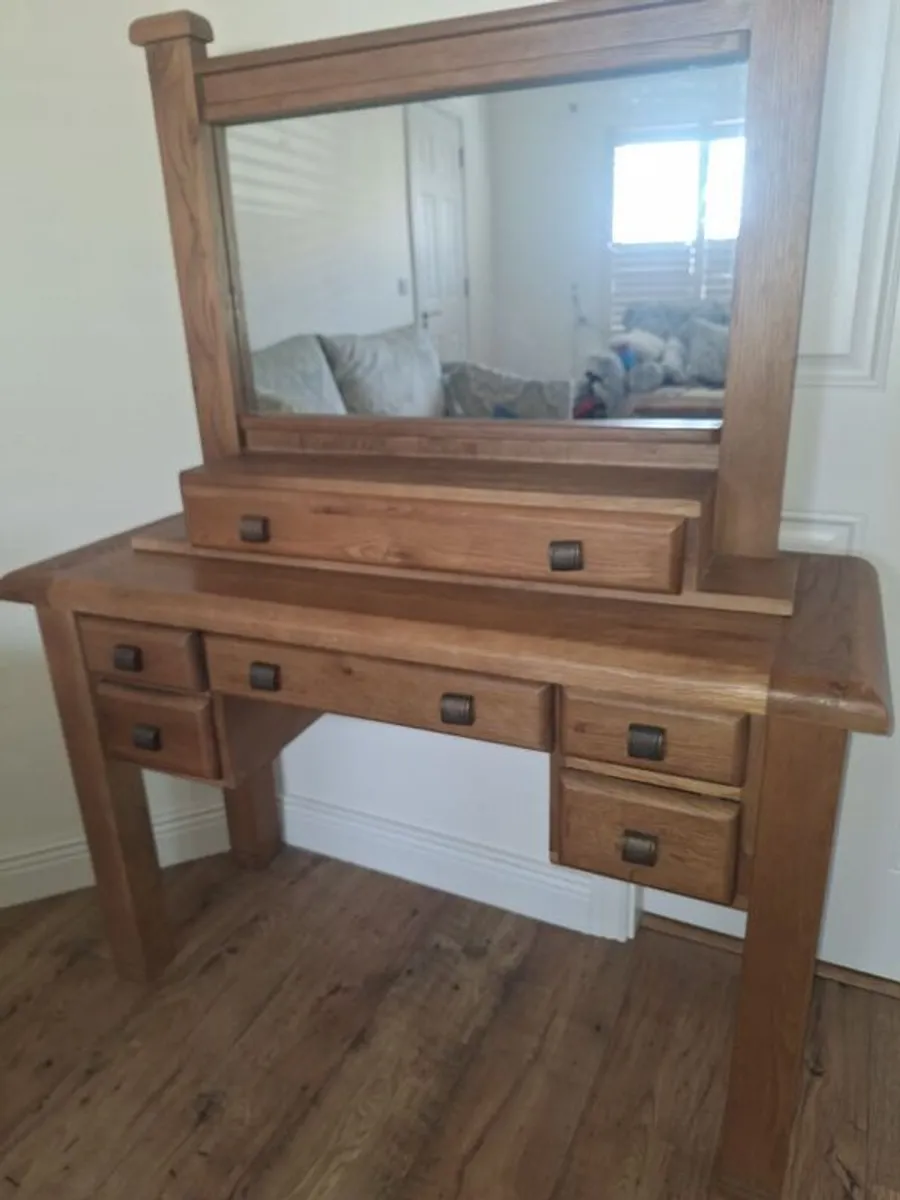 oak dressing table with detachable mirror (danube) - Image 2