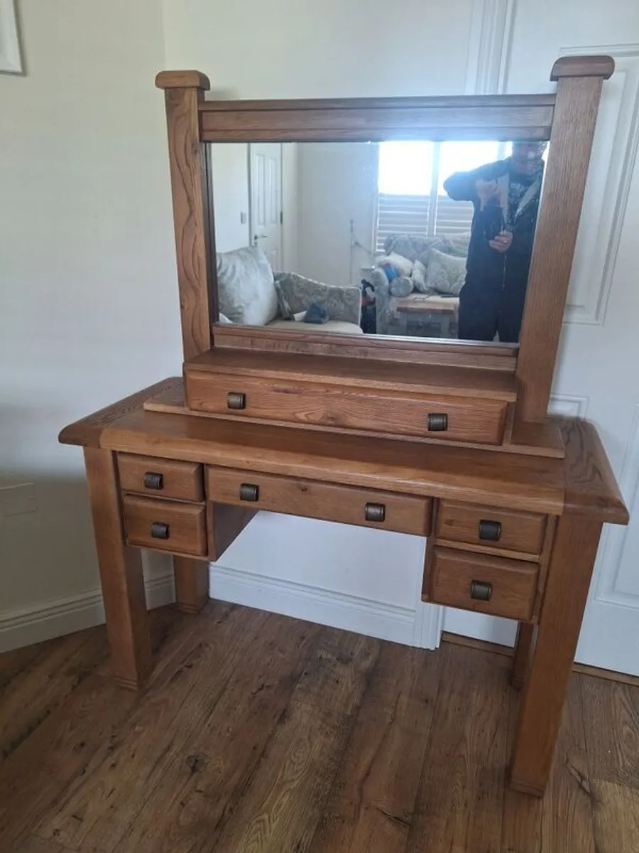 oak dressing table with detachable mirror (danube) - Image 3