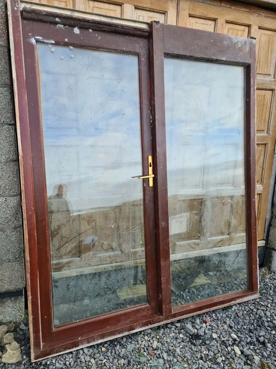 TEAK good quality double glassed patio door, - Image 2