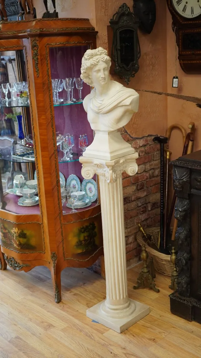Vintage Classical Apollo Bust on Pedestal - Image 1
