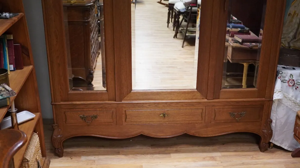 French Oak Armoire / Wardrobe - Image 4