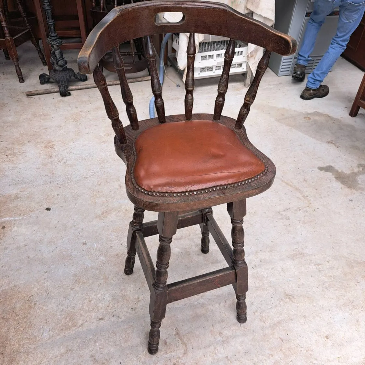 Swivel Leather High Bar  Stool