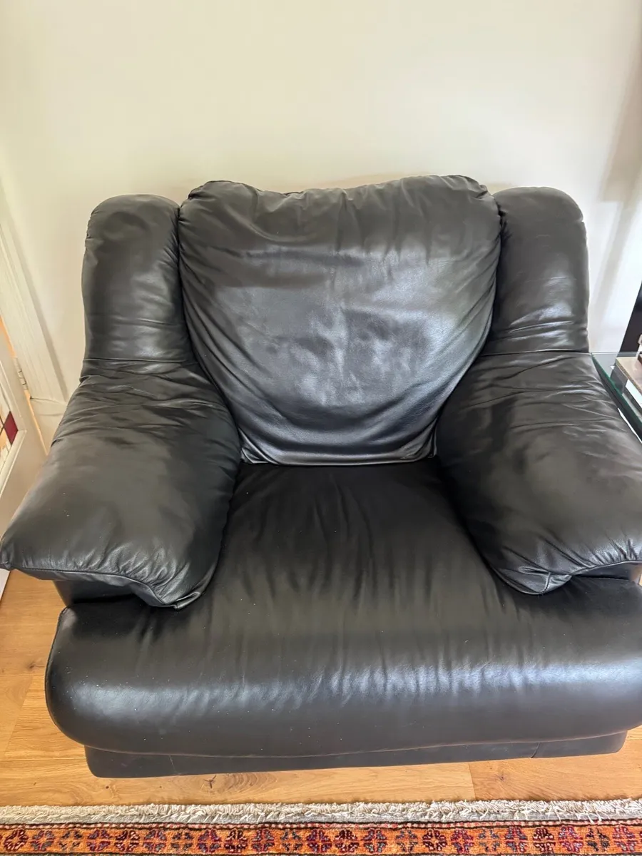 Natuzzi Leather Sofa and Armchair - Image 1
