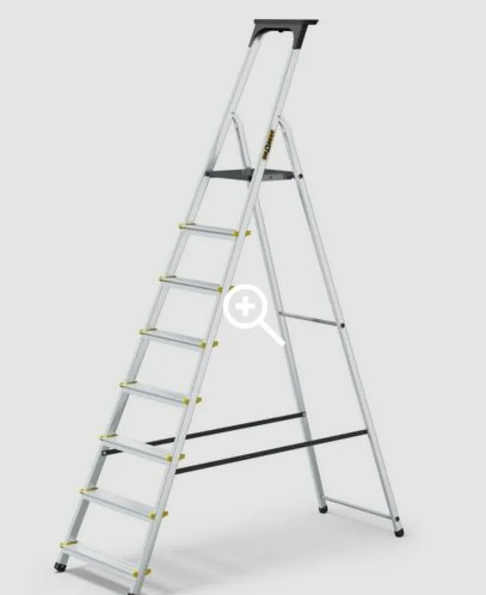 PRO Aluminum Ladder with 8-Step Shelf - Image 1