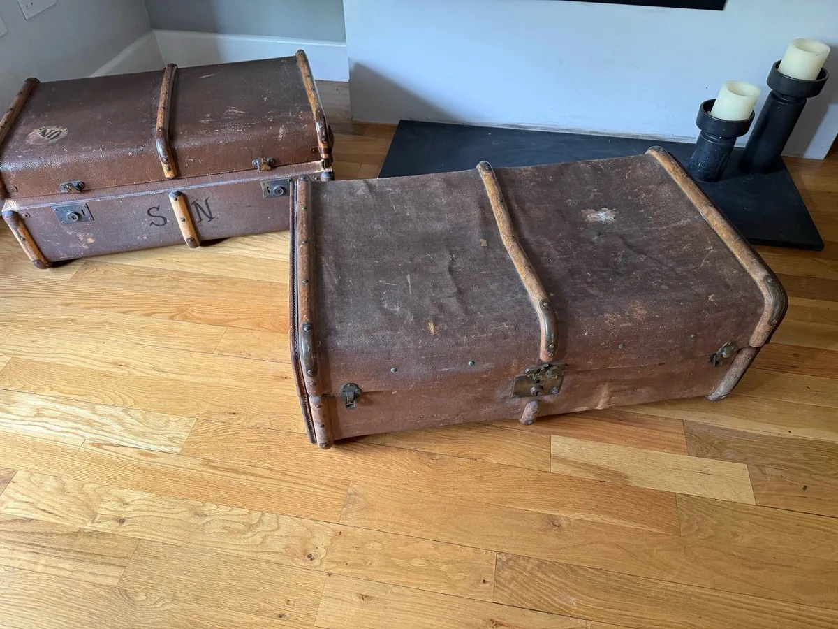 2 Antique Travel Trunks/Storage Chest - Image 2