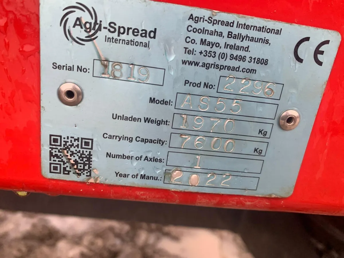 AGRISPREAD AS55 LIME/FERT SPREADER, AS NEW - Image 3