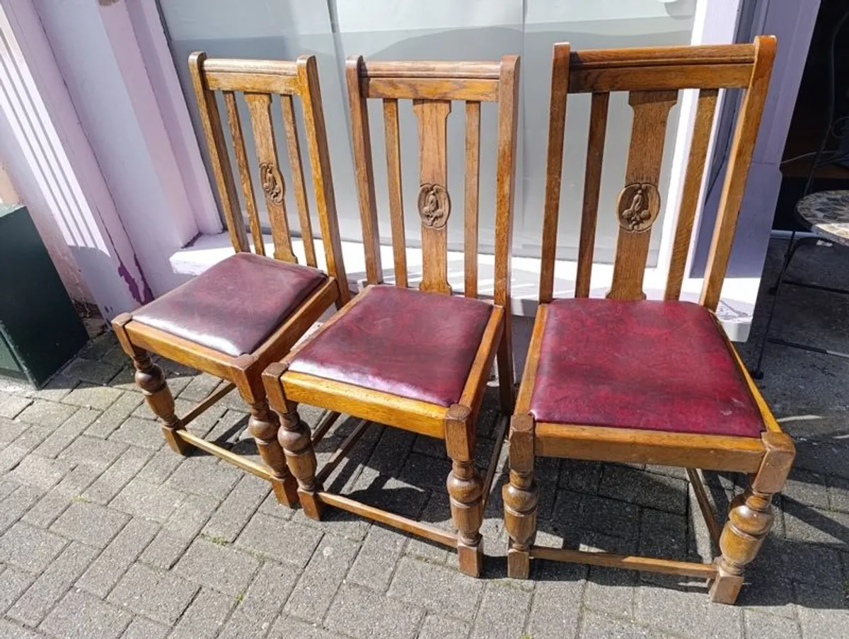 6 antique oak chairs for sale - Image 1