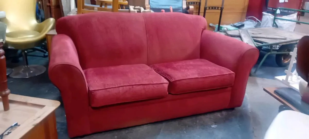 Wine Fabric Pull Out Sofa Bed - Image 1