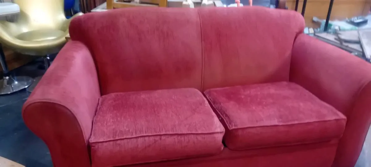 Wine Fabric Pull Out Sofa Bed - Image 2