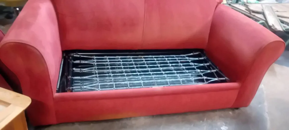 Wine Fabric Pull Out Sofa Bed - Image 3
