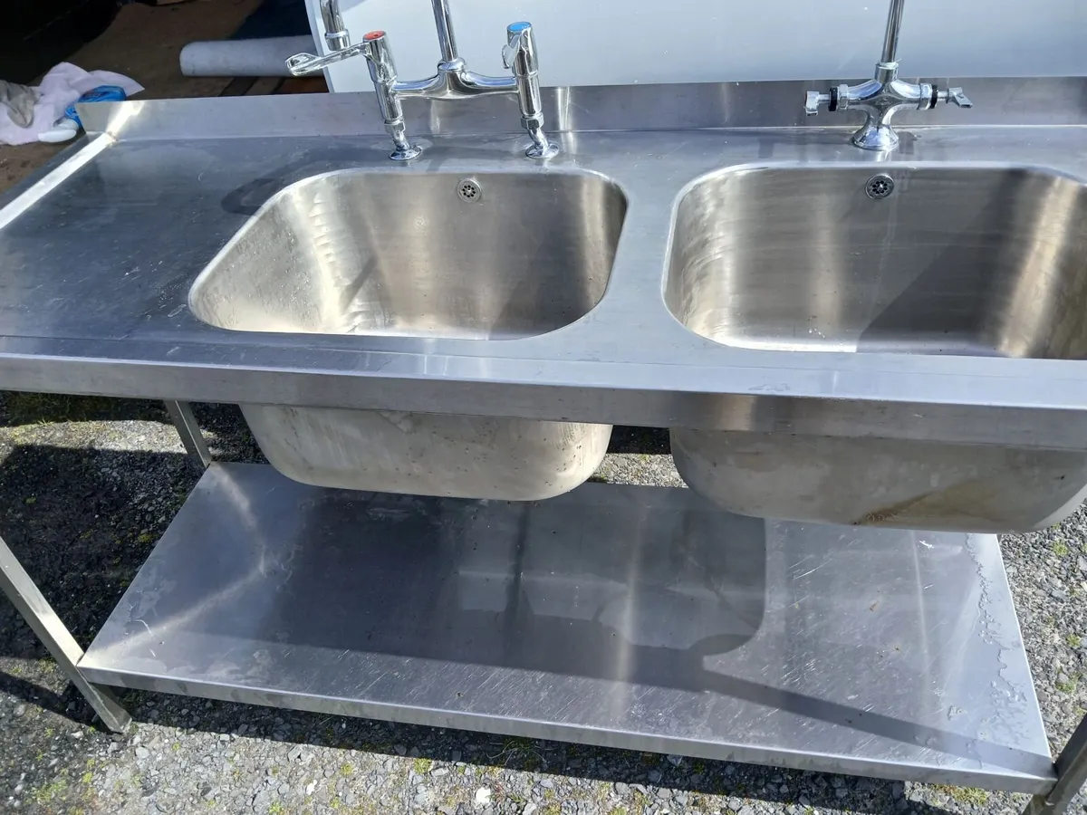 Staneless steel cabbinet double sink unit complete - Image 1