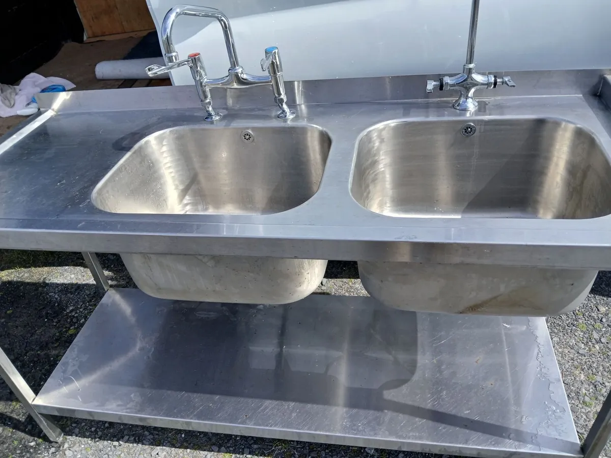 Staneless steel cabbinet double sink unit complete - Image 3