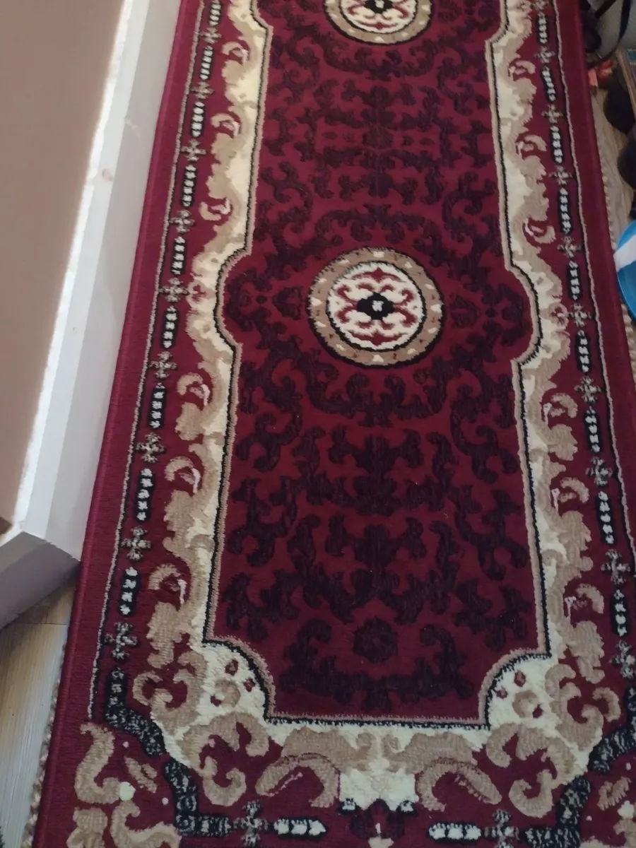Burgundy pattern hall runner - Image 4