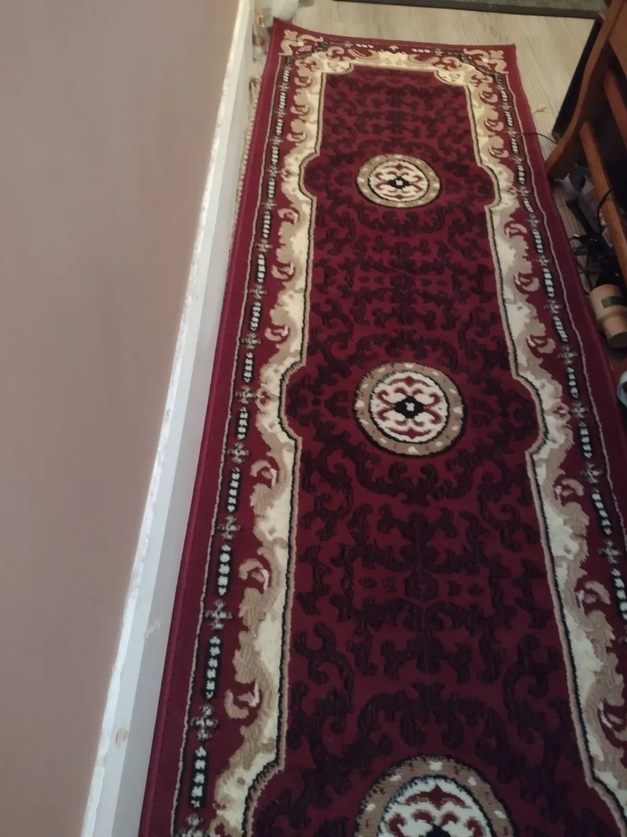 Burgundy pattern hall runner - Image 1