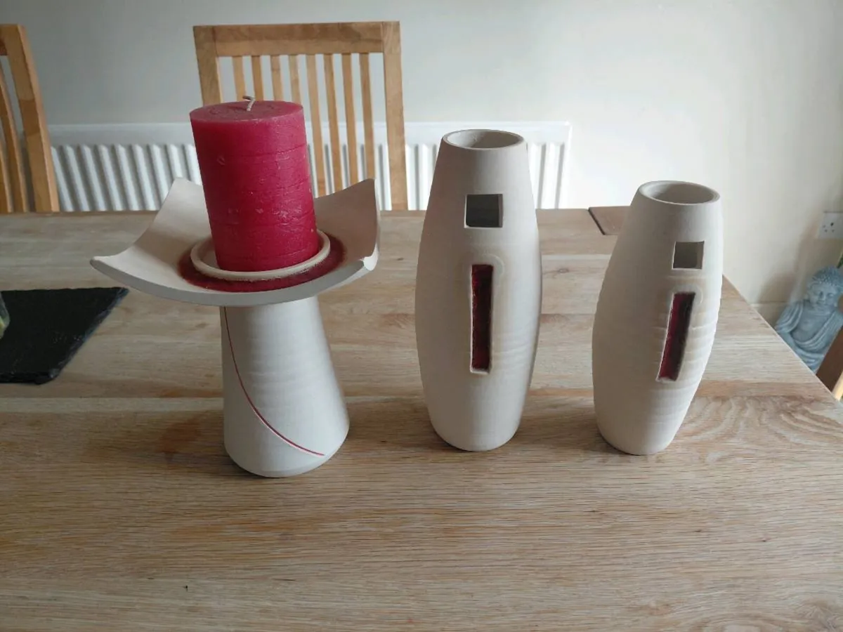 Modern White & Red Ceramic Set