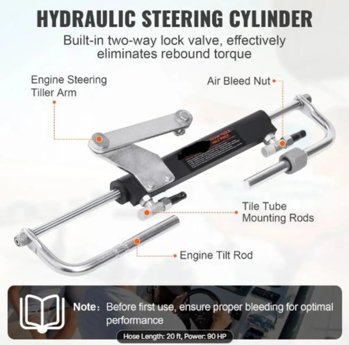 Hydraulic Outboard Steering Kit, Marine Boat - Image 2