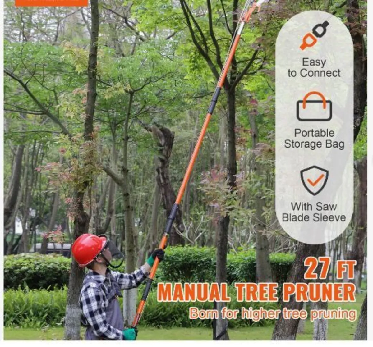 Manual Pole Saw, 2.2-8.2 m Extendable Tree - Image 2