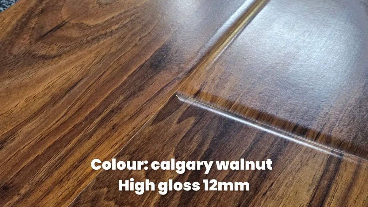 High gloss 12mm walnut  laminated flooring - Image 3