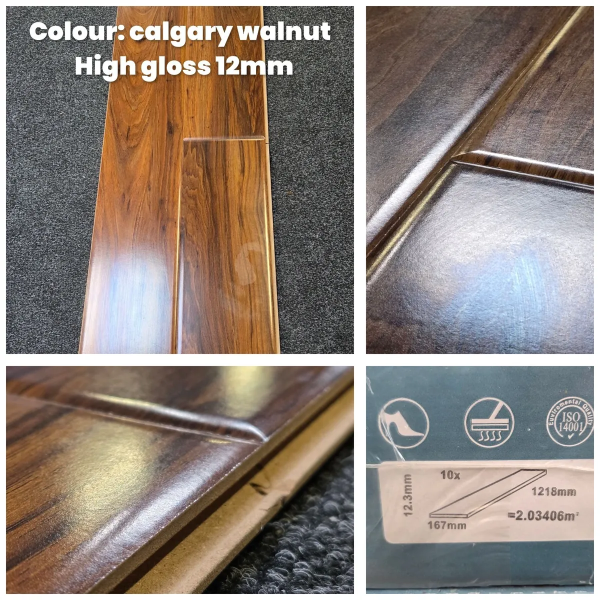 High gloss 12mm walnut  laminated flooring - Image 4