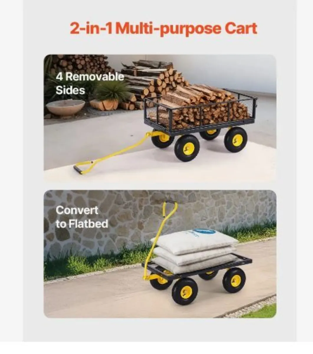 900 Lbs Heavy Duty Steel Garden Cart - Image 4