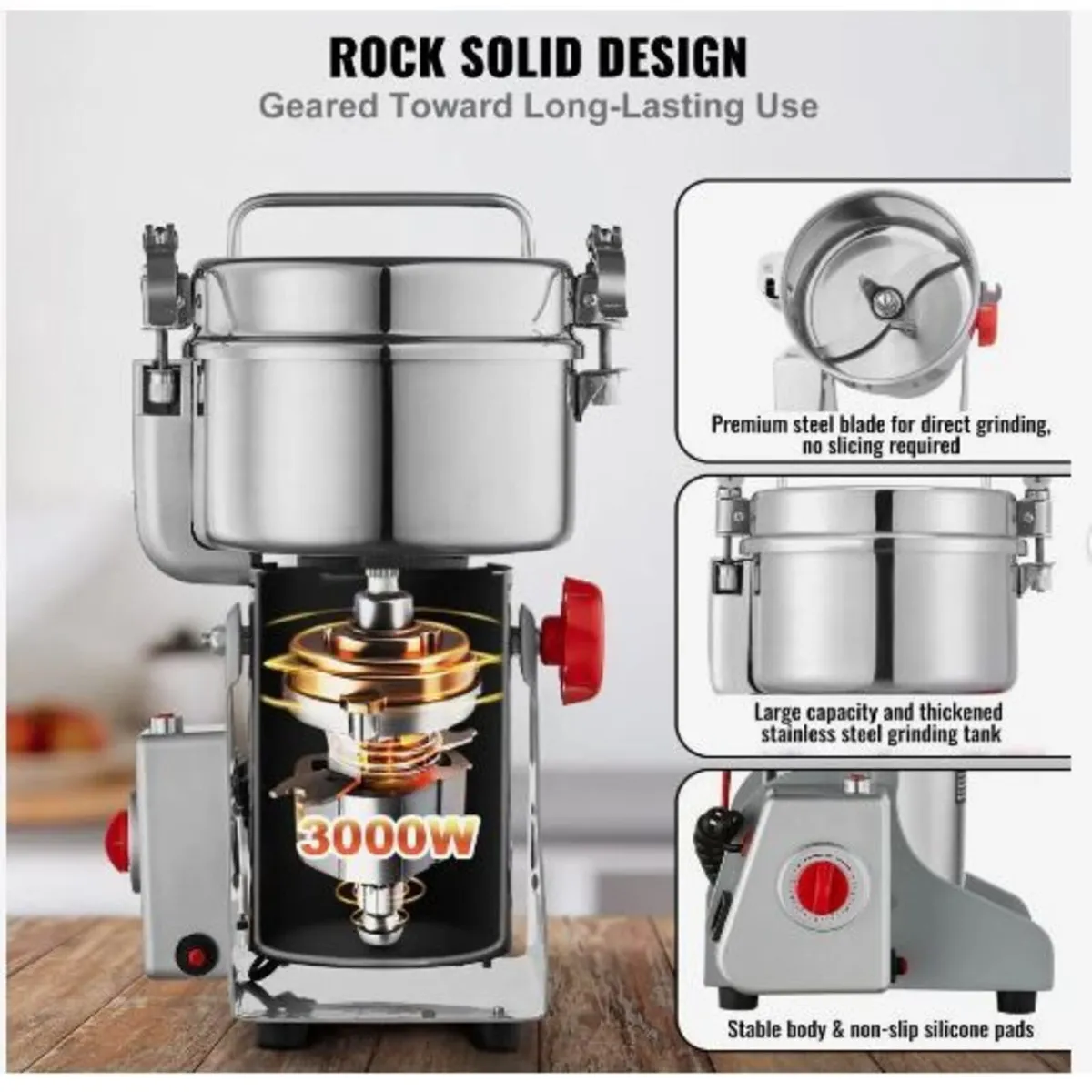 1000g Electric Grain Mill Grinder High Speed 3000W - Image 2