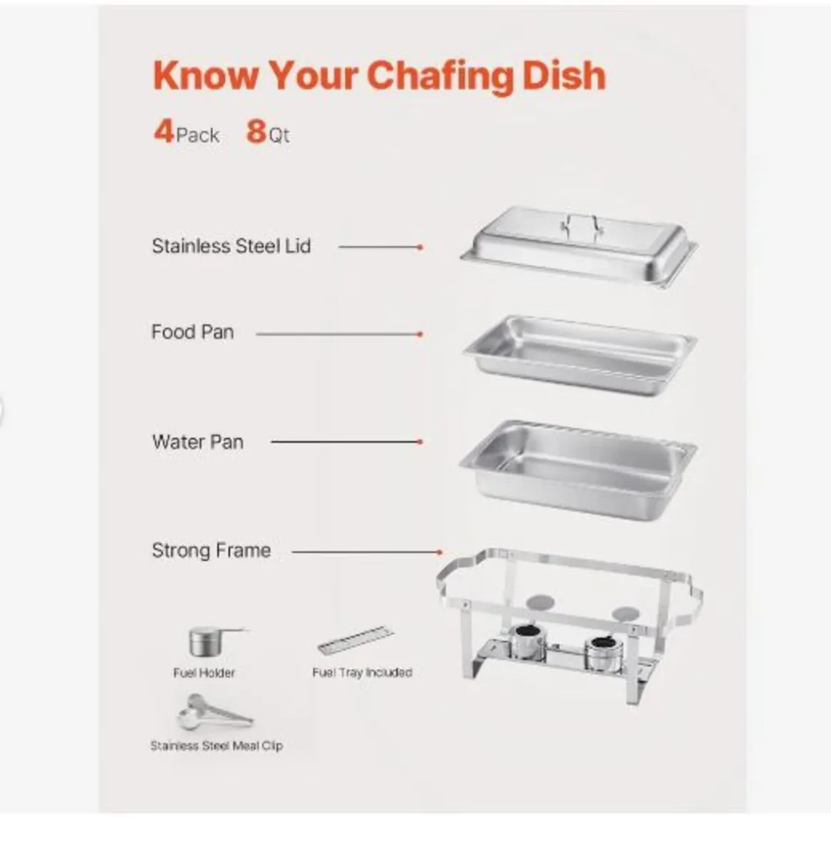 Chafing Dish Buffet Set, 8 Qt 4 Pack - Image 1
