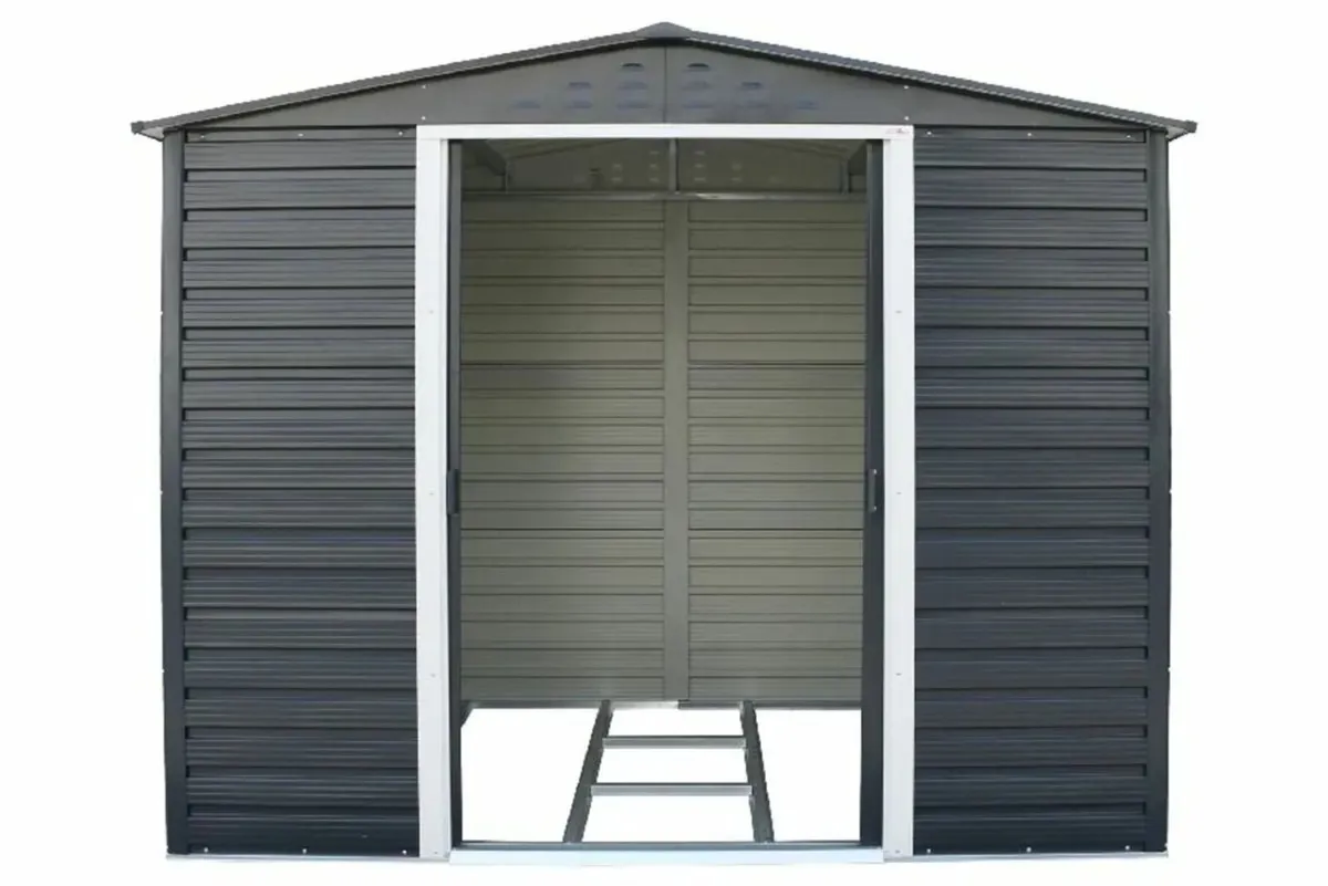 🏡⚙️ Alpine 8x6 Steel Garden Sheds  Grey - Image 3
