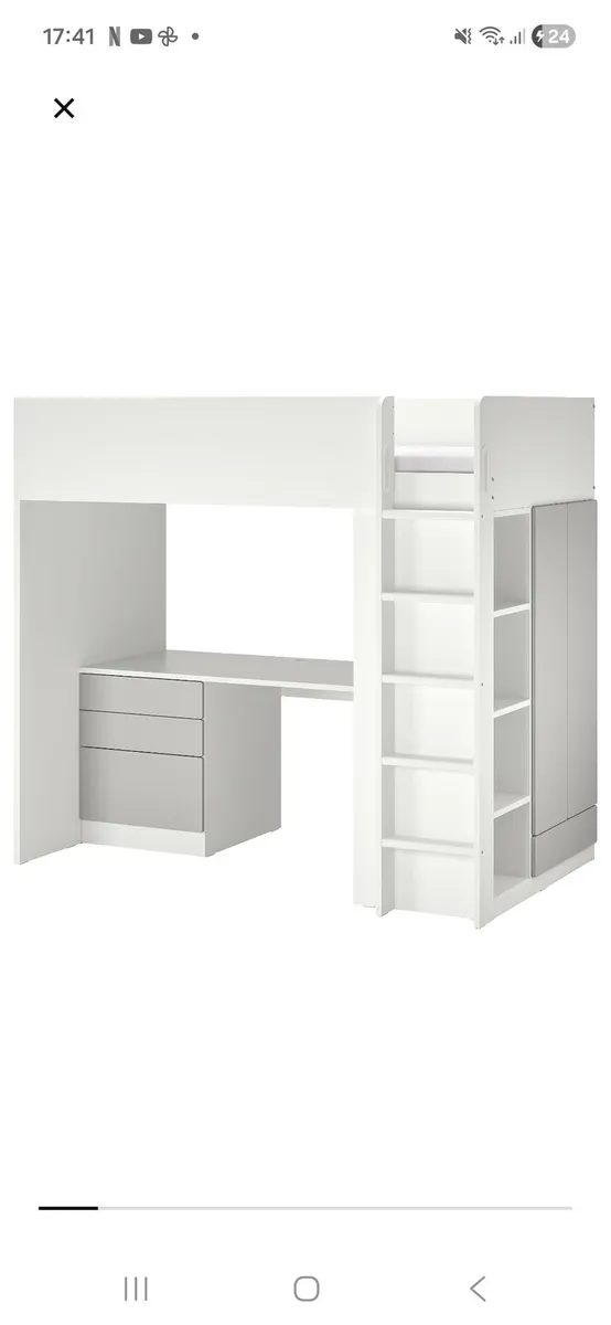 småstad loft bed with desk and drawers - Image 1