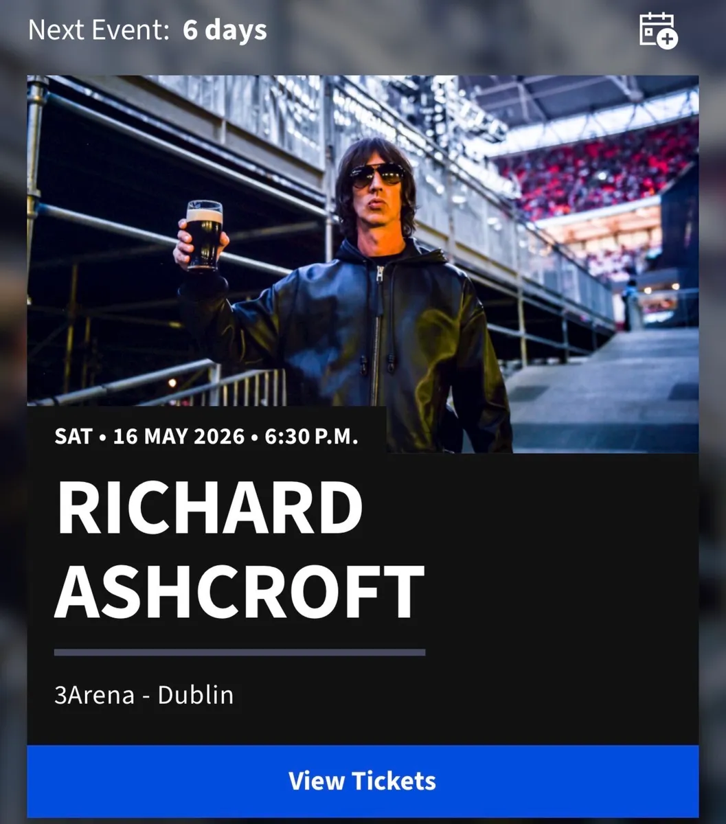 Richard Ashcroft seated Tickets 16th May