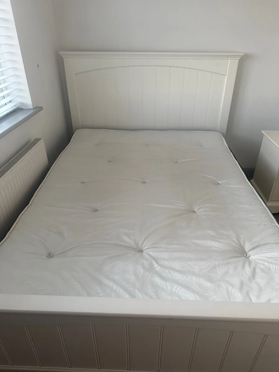 White Double bed with mattress - Image 3