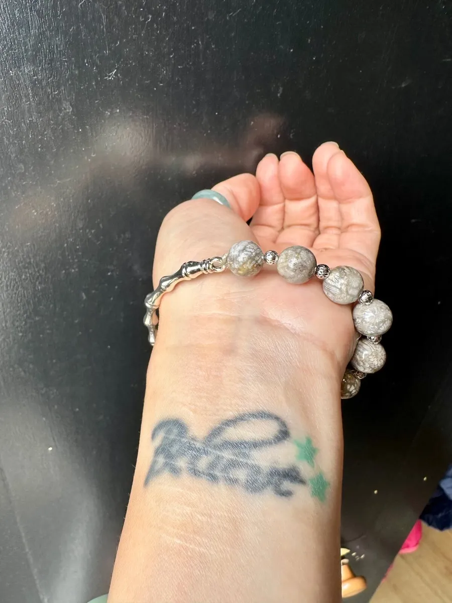 Handmade natural fossil coral jade bracelet - Image 1