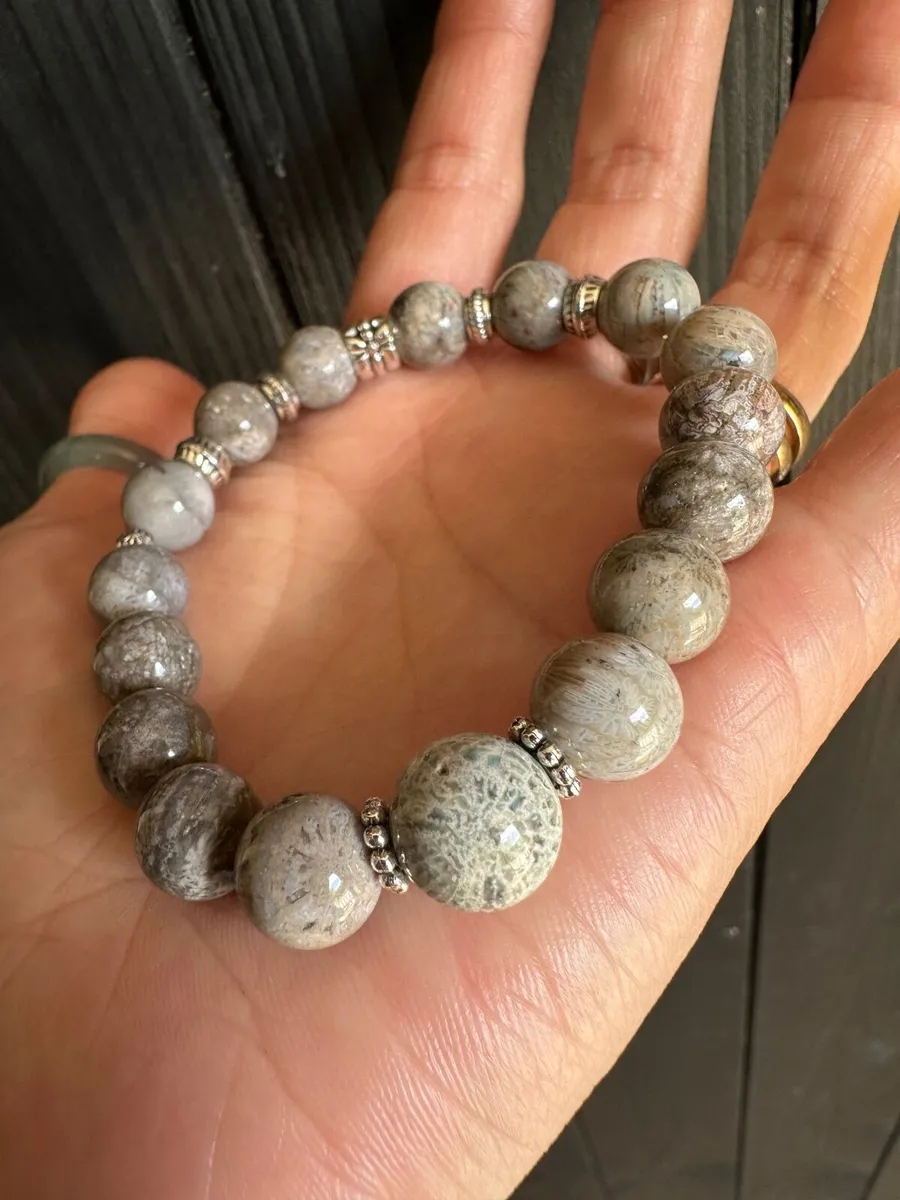 Natural fossil coral jade bracelet - Image 1