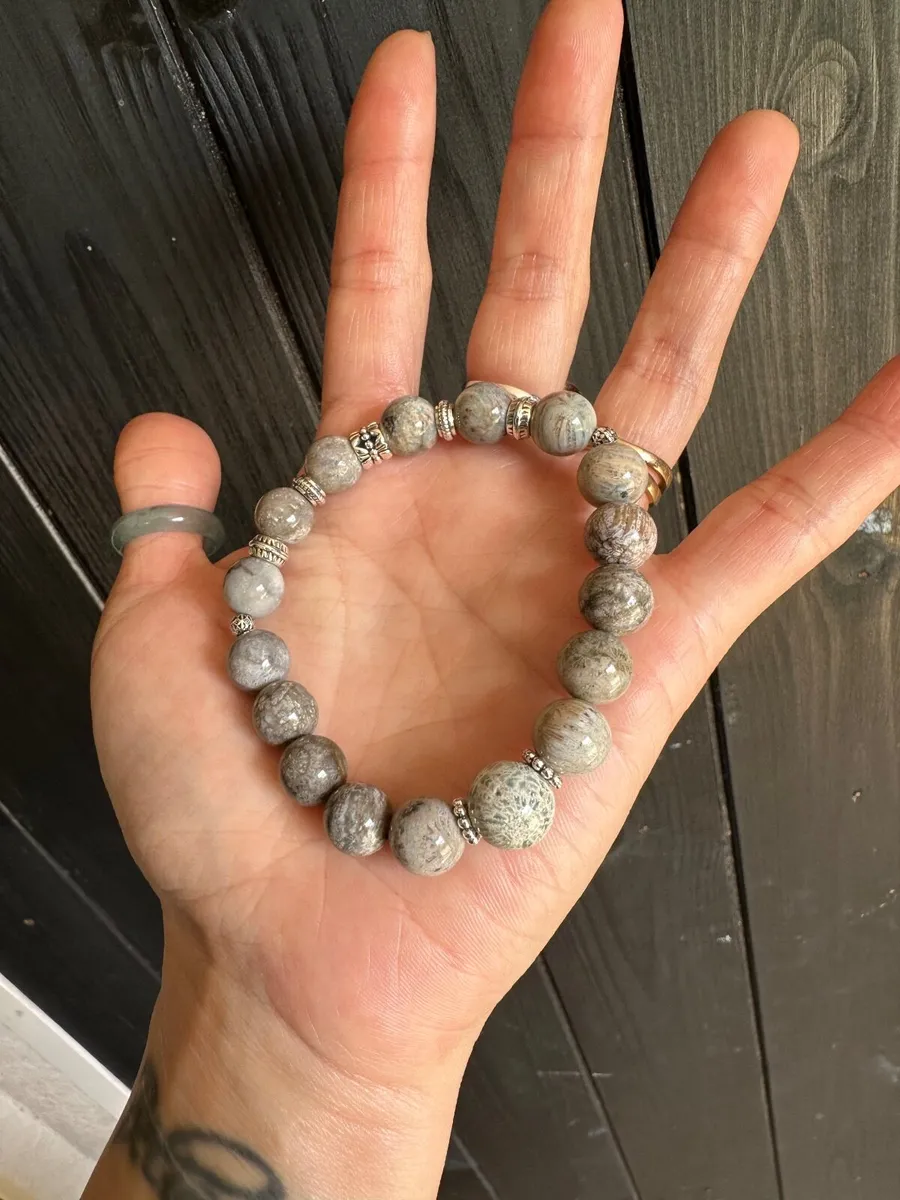 Natural fossil coral jade bracelet - Image 2