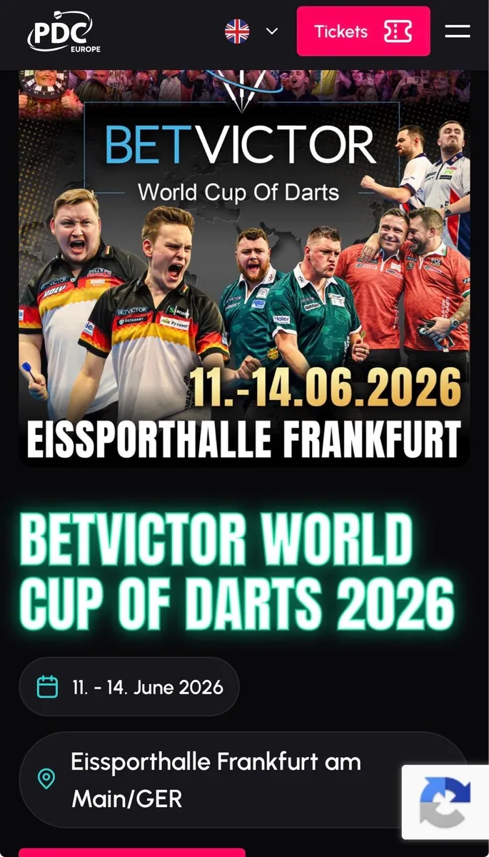 WORLD CUP OF DARTS TICKETS