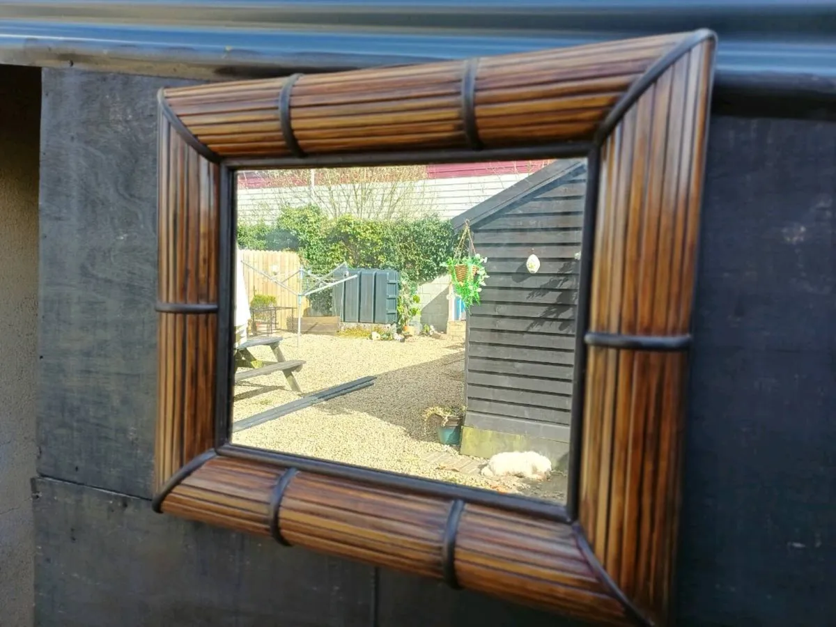 Vintage Bamboo Framed Mirror - Image 3