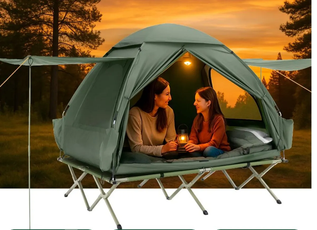 2 Person tent   Tent Camp Bed With Camping Lounger - Image 1