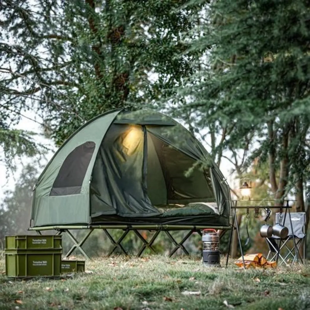 2 Person tent   Tent Camp Bed With Camping Lounger - Image 2