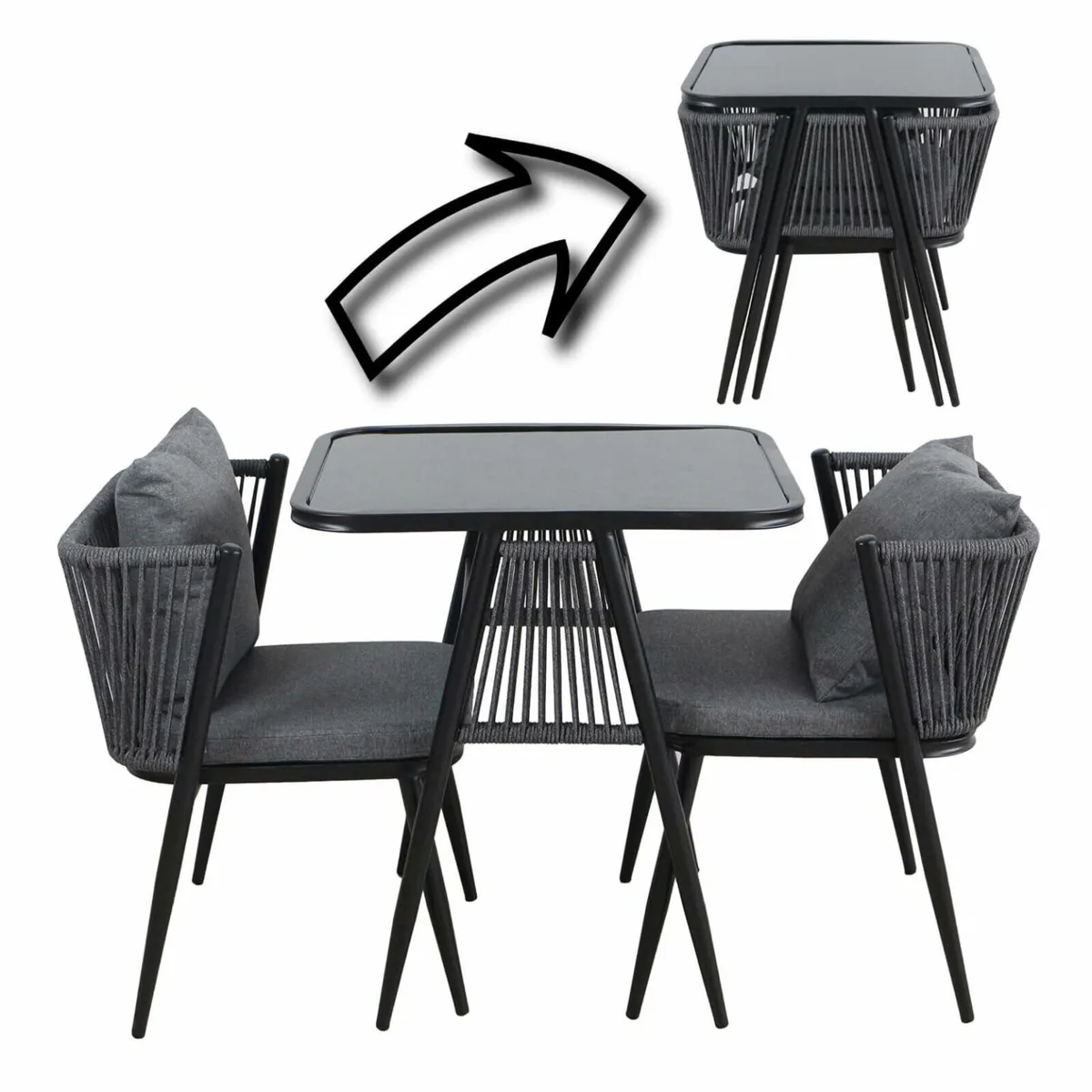 Korfu Coastal Patio Set Outdoor Table + 2 Chairs - Image 1